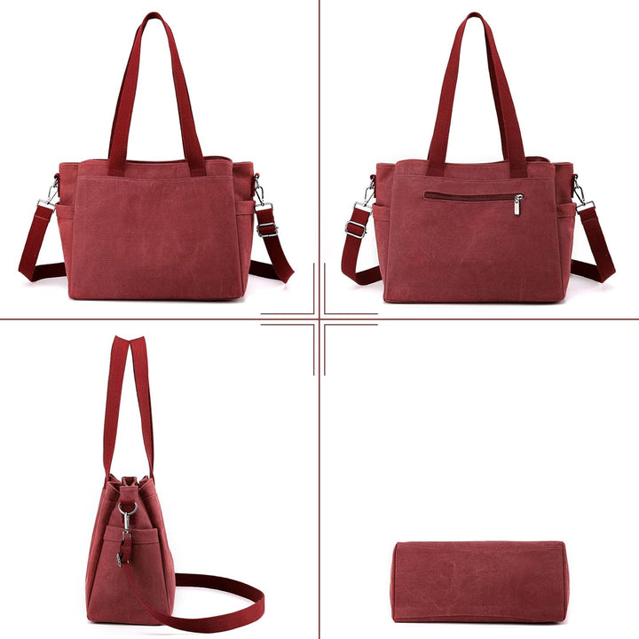 CORIOS Damen Schultertasche Canvas Handtasche Casual Tragetasche Grosse Kapazität Umhängetasche Mult