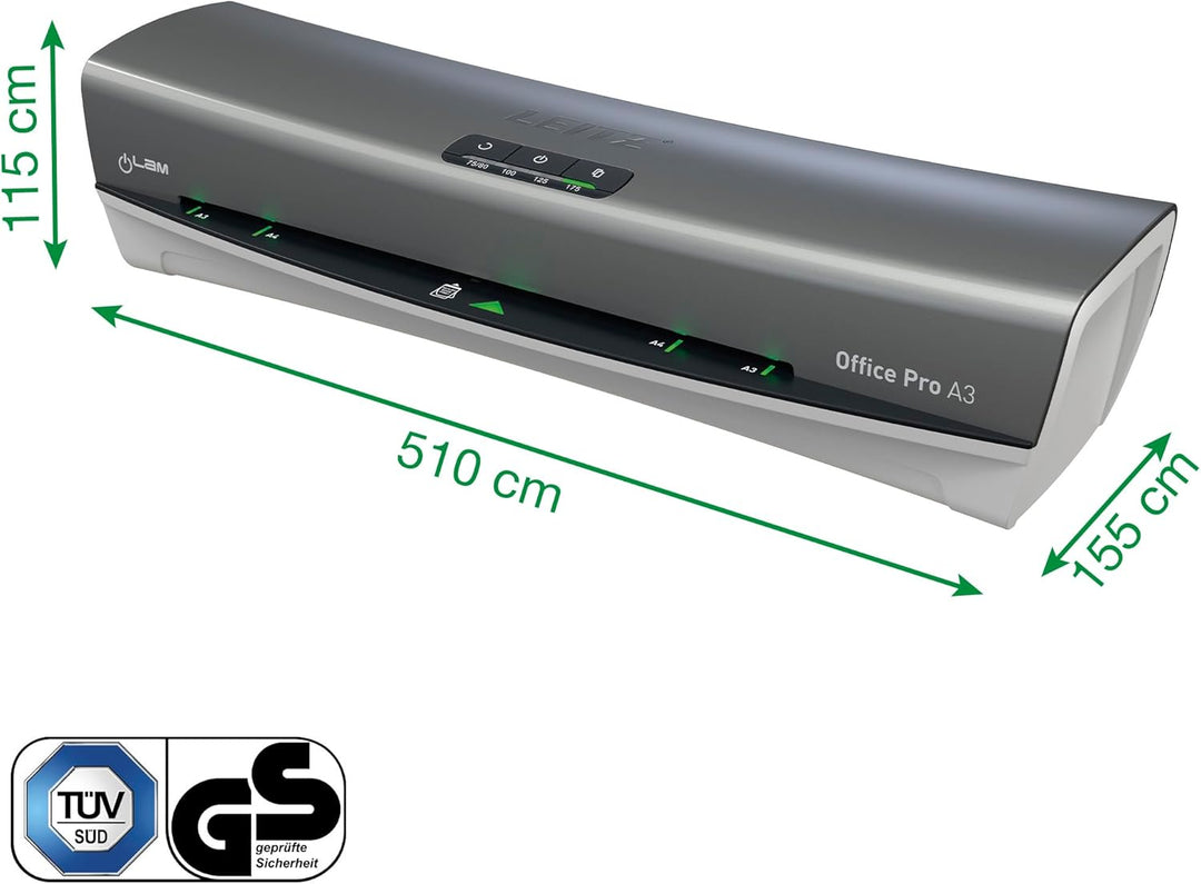 Leitz A3 Laminiergerät Office Pro, Für 80 bis 175 mic Laminierfolien, inkl. Laminierfolien Starterki