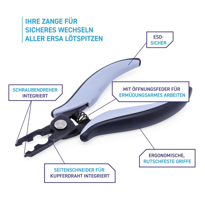 Ersa Zange für Lötspitzenwechsel 3ZT00164 &amp; Messing-Reinigungsbürste zur Lötspitzenreinigung 3ZT0005