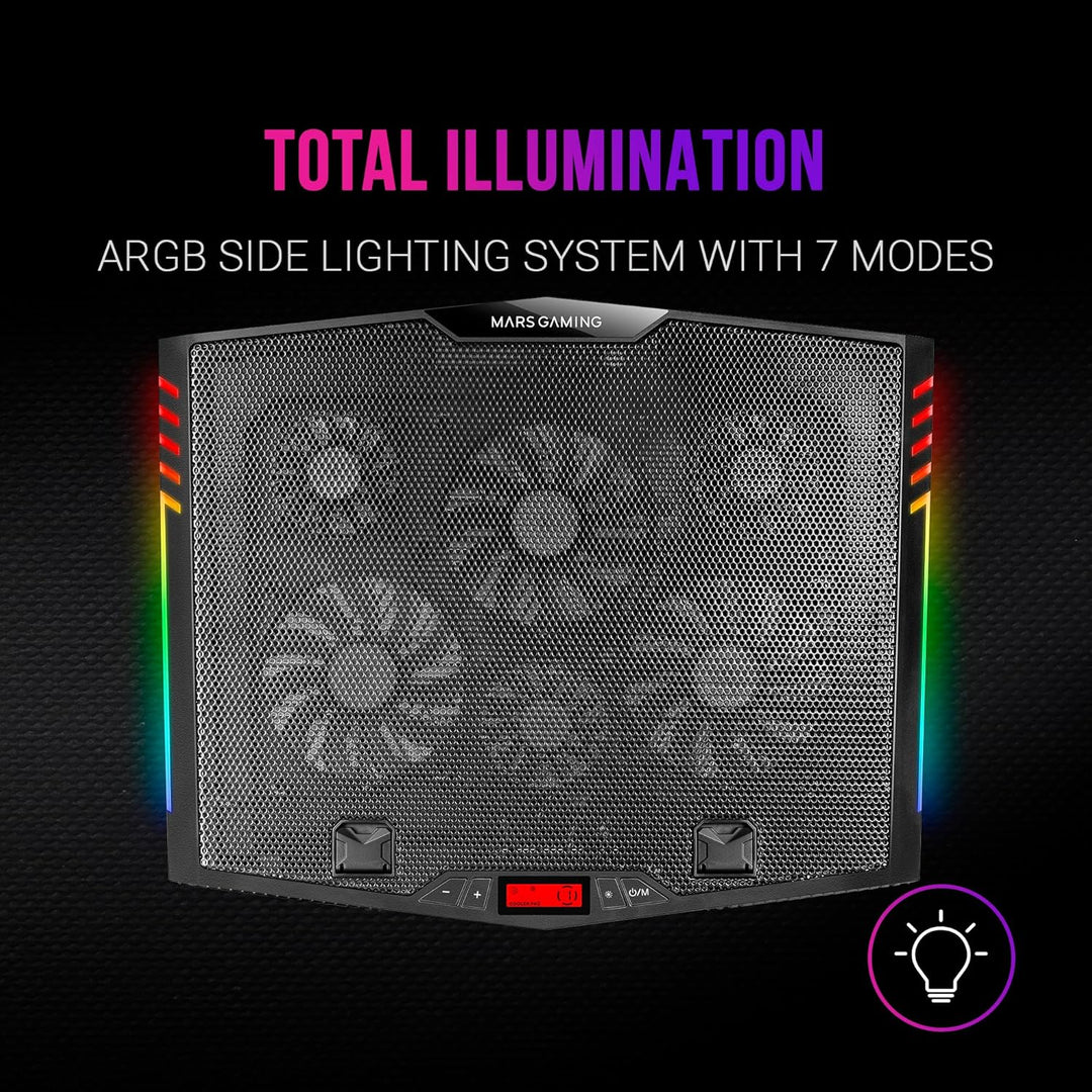 MARSGAMING MNBC5, XL Cooling Base & Stand ARGB, 6 Fans, Smartphone Holder
