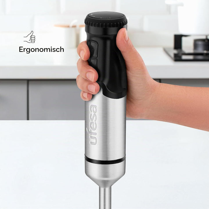 Ufesa Galaxy Stabmixer, Leistung 1500 W, Variabler Geschwindigkeitsregler + TURBO, 4 Edelstahlklinge