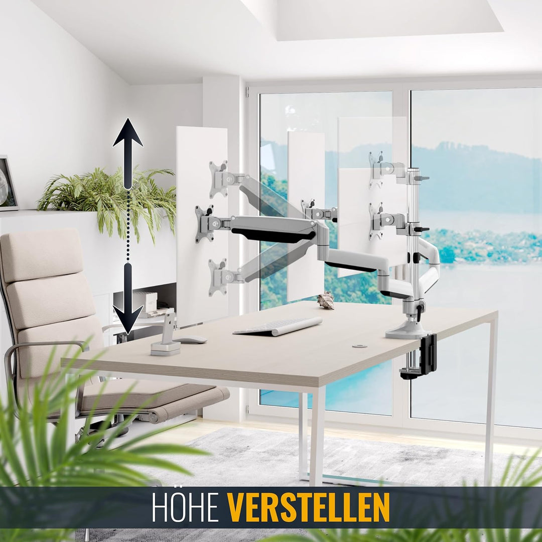 RICOO Triple Monitor Halterung Tisch Gasdruckfeder für 15-29 Zoll, Ergonomisch, VESA Tischhalterung,