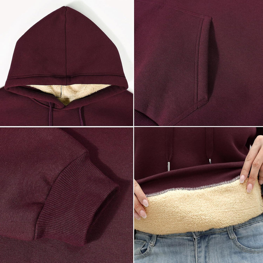 TOMEEK Damen Winter Warmes Sweatshirt Fleece Sherpa Gefütterter Pullover mit Kapuze Lässiger Sportli