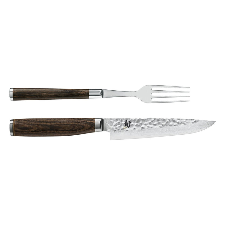 KAI Shun Premier Tim Mälzer japanisches Besteck 2er Set - Gabel 22 cm Gesamtlänge + Steakmesser 25 c