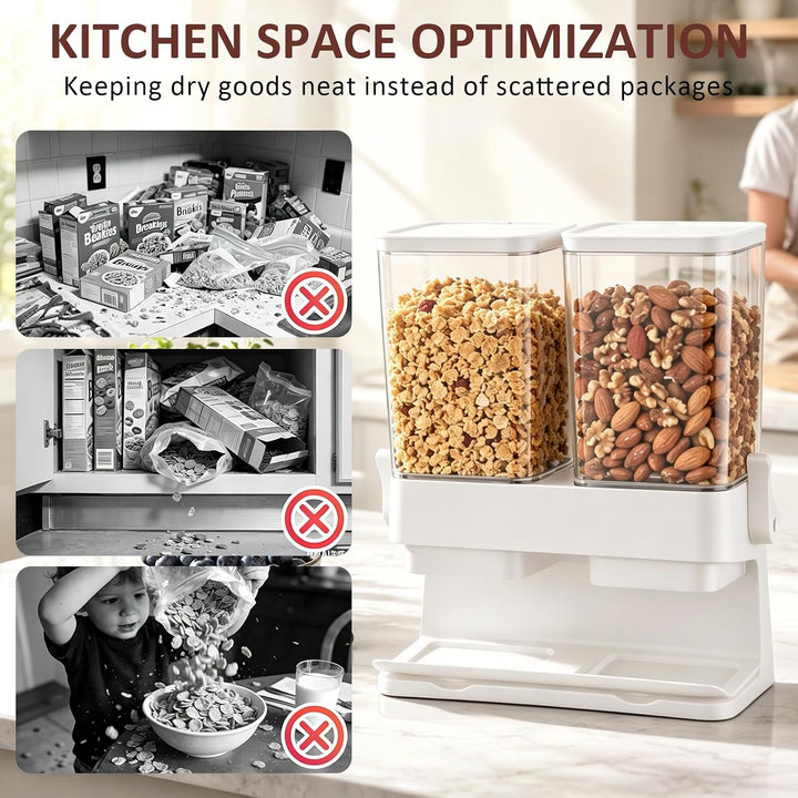 Müslispender 2er Pack - Cereal Dispenser 3L Luftdicht - Cornflakes Spender Doppel - Frühstücksflocke