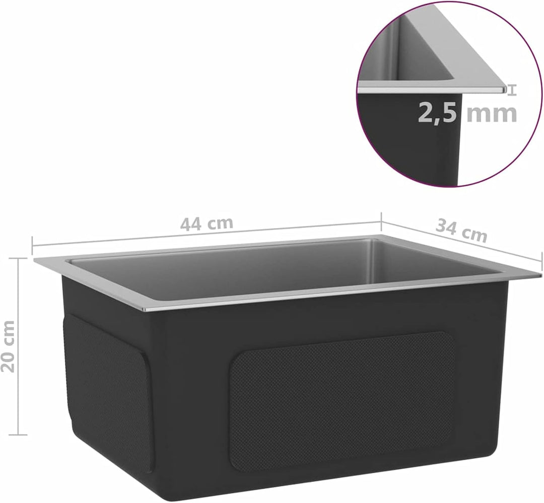 Tidyard Handgemachte Einbauspüle mit Sieb Küchenspüle Spülbecken Edelstahlspüle Edelstahl 44 x 34 x
