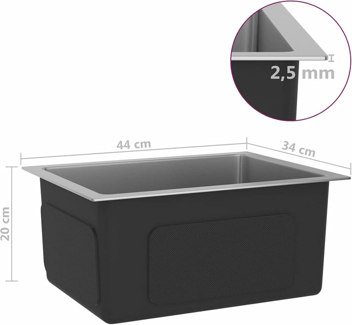 Tidyard Handgemachte Einbauspüle mit Sieb Küchenspüle Spülbecken Edelstahlspüle Edelstahl 44 x 34 x