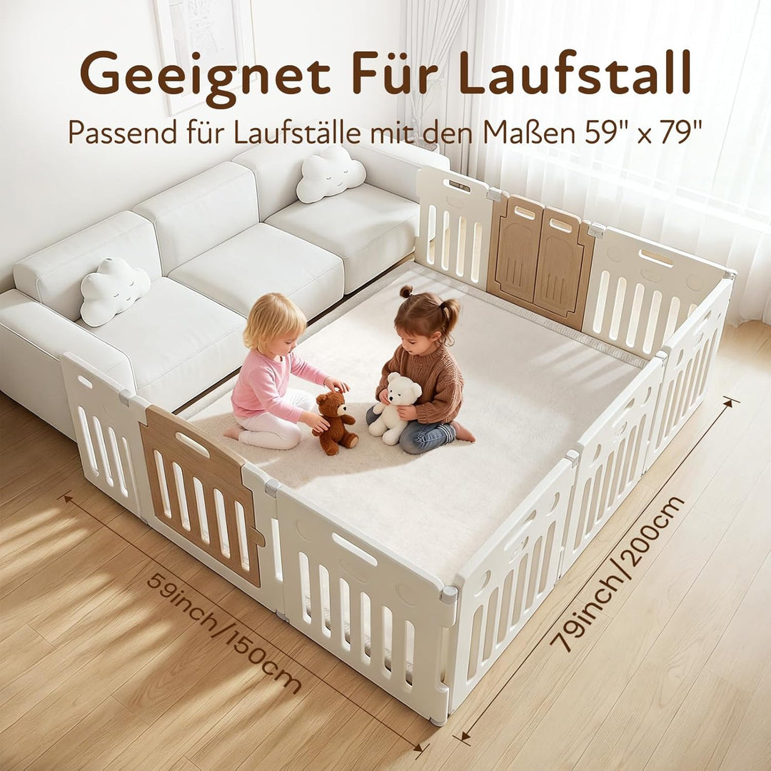 Treeboy Spielmatte Baby 200x150x2cm beige – Teppich für Kinderzimmer mit hochwertigem Memory-Schaum