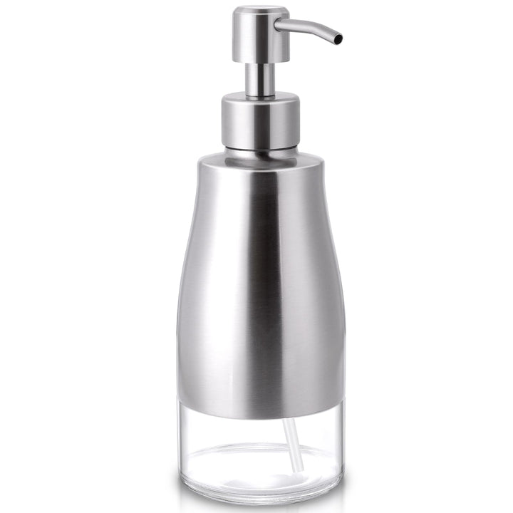LALA DOLCE Edelstahlgehäuse Glasseifenspender Flüssigflasche für Arbeitsplatte Küche & Badezimmer Ha