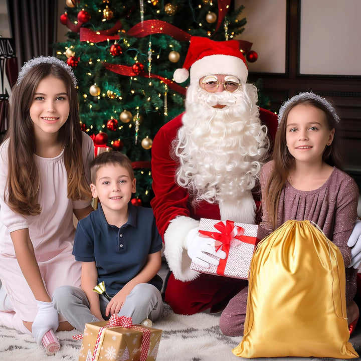 iZoeL Weihnachtsmann kostüm Herren Damen, Weihnachtsmann Perücke Bart Mütze Handschuhe Weihnachtsman