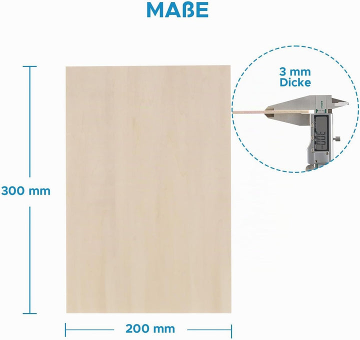 OMTech 12 Stück Lindenholzplatten 300x200x3mm Sperrholzplatten zum Basteln, Holzplatten zum Lasersch