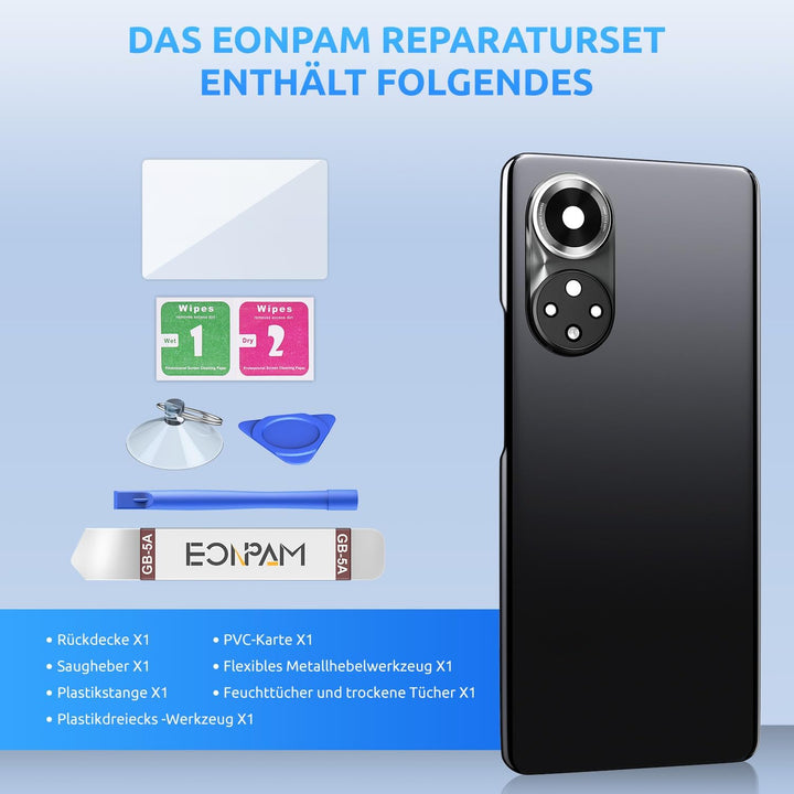 Eonpam Akkudeckel für Honor 50 Rückseite Glas Original Backcover Back Glas Ersatz Reparatur Set mit