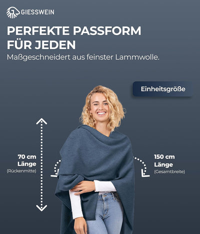 GIESSWEIN Merino Lambswool Cape - Eleganter Feinstrick Überwurf aus Lammwolle, Merinowolle Cape für