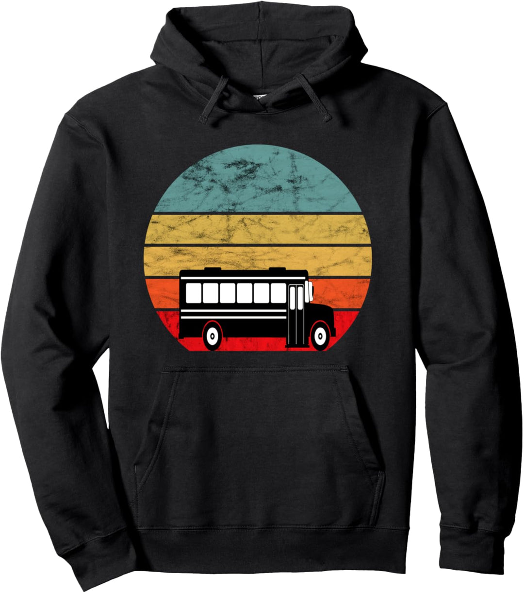 Schulbus Fahrer Retro Vintage Sonnenuntergang Bus Lover Bus Fahren Pullover Hoodie