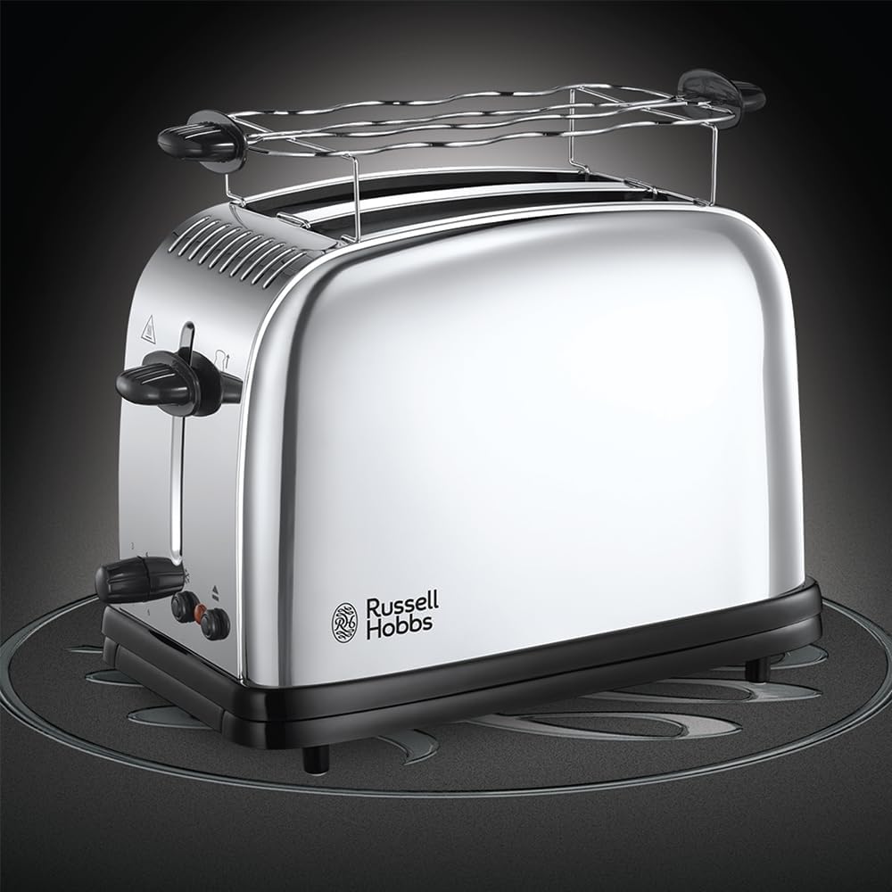 Russell Hobbs Toaster [für 2 Scheiben] Victory Edelstahl (extra breite Toastschlitze, inkl. Brötchen
