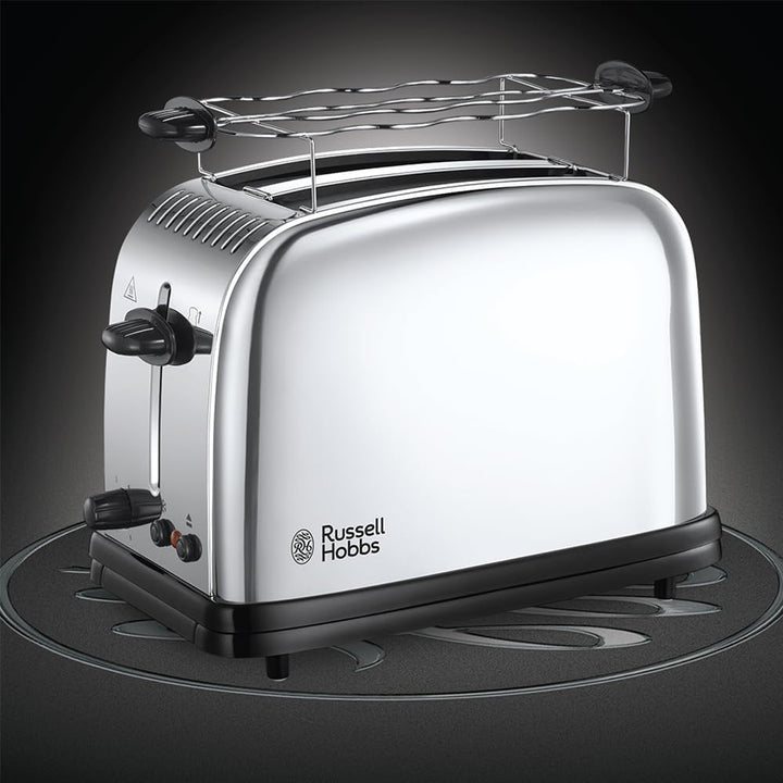 Russell Hobbs Toaster [für 2 Scheiben] Victory Edelstahl (extra breite Toastschlitze, inkl. Brötchen