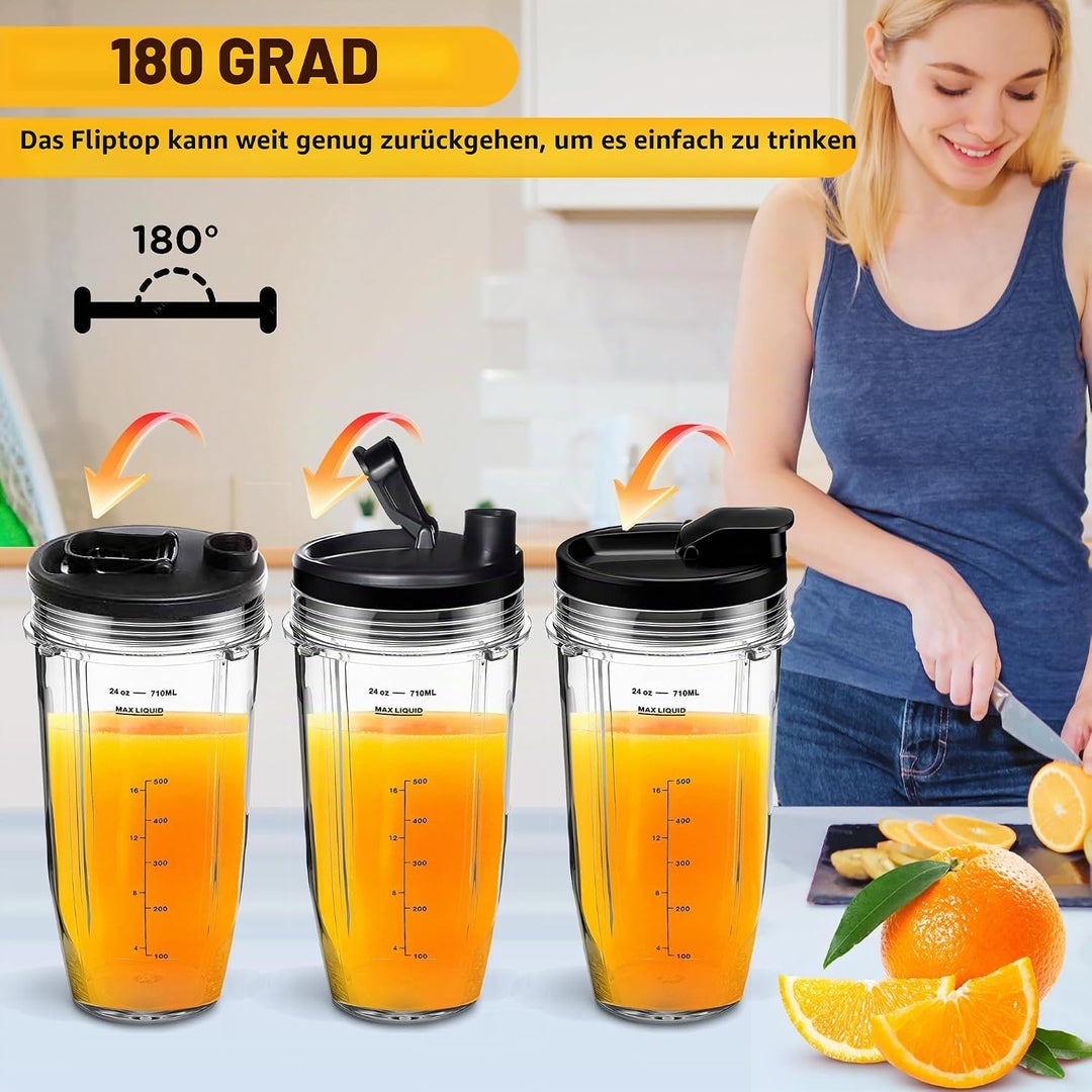 2 Stück Ersatz 32oz Blender Cup mit Sip &amp; Seal Deckel Kompatibel mit Nutri Ninja BL450 BL454 Bl455 B