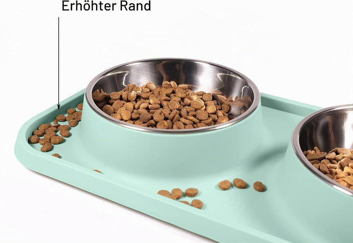 Katzenfutternäpfe, Katzennäpfe, rutschfest und auslaufsicher, Silikonmatten mit Ständer, herausnehmb
