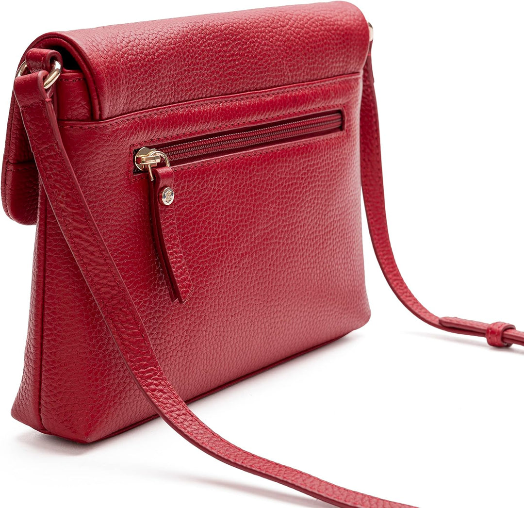 Lazarotti Bologna Leder Umhängetasche Damen | verstellbarer Schulterriemen | mittelgrosse Crossbody