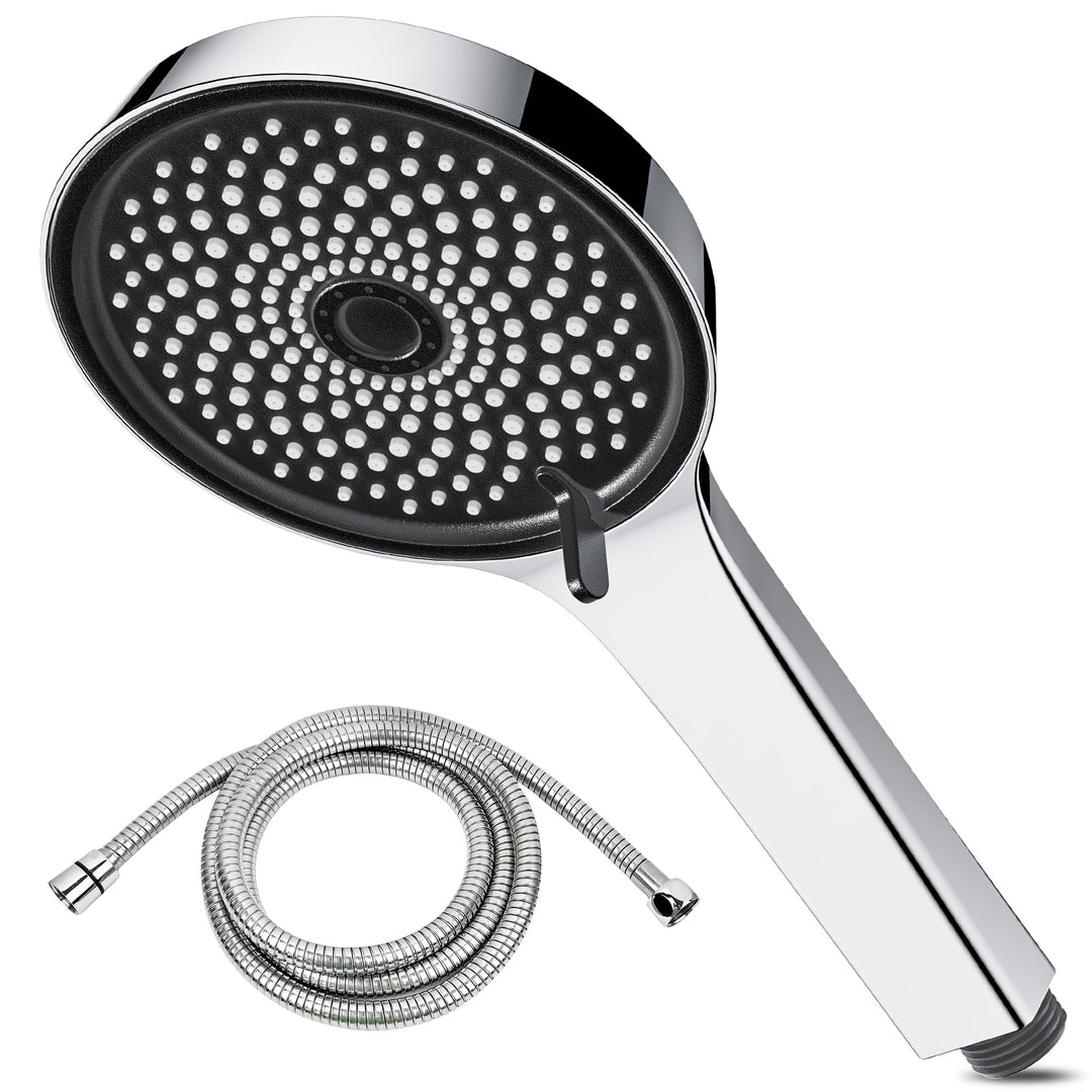 Duschkopf mit Schlauch1,5 m, 120 mm grosser Duschkopf mit 5 Sprühmodi, leistungsstarker Handbrause-H