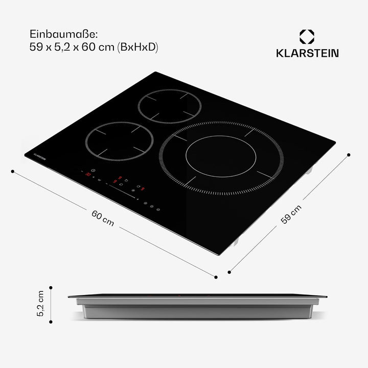Klarstein Delicatessa Induktionskochfeld - 3-Zonen Induktionsherd, 8,1 kW Boost, Paellazone 32 cm, S