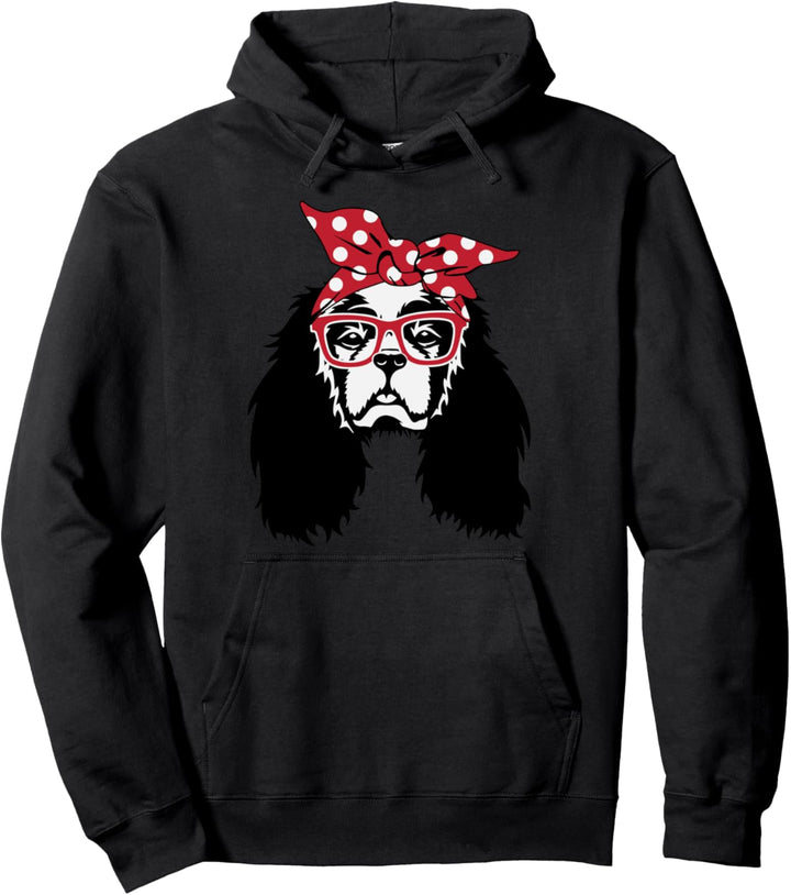 Cavalier King Charles Spaniel Face With Bow Cute Gift Pullover Hoodie