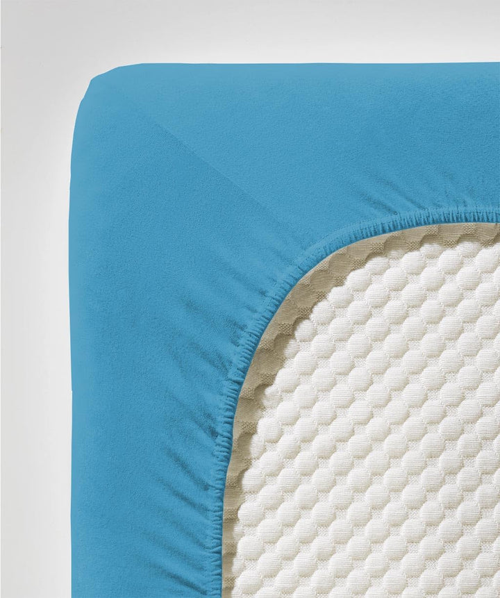 Fleuresse L-001117-6072-0600 Comfort Bettlaken, 96% Baumwolle, 4% Elasthan, meerblau, 38.0 x 27.2 x