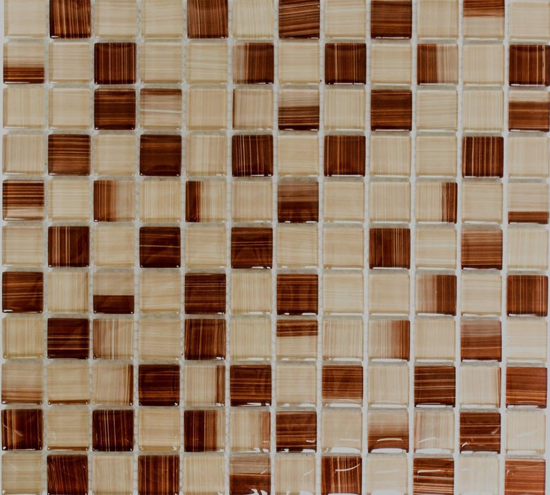 Mosaik Quadrat Crystal strichbeige Glasmosaik Transluzent Transparent 3D Fliesenspiegel, Mosaikstein
