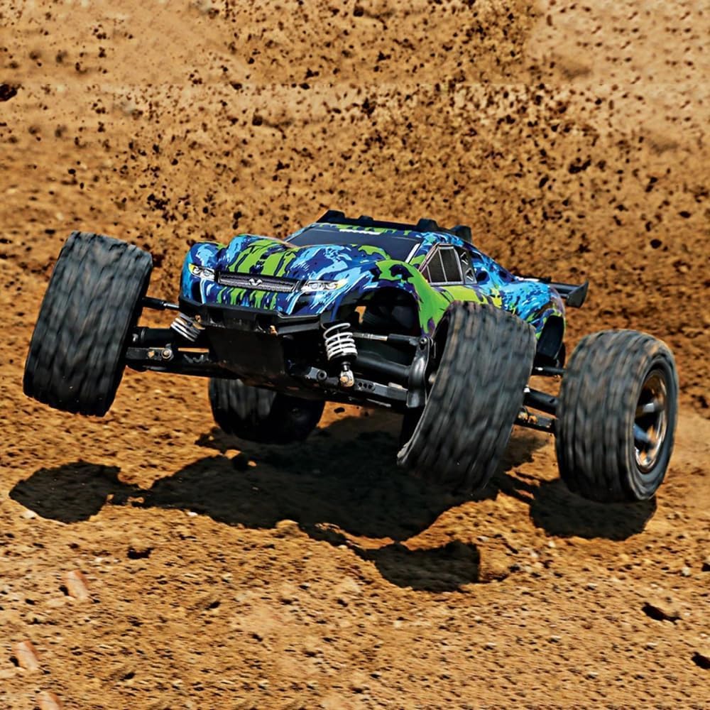 TRAXXAS Rustler grün/blau 4x4 VXL 1/10 Stadium-Truck RTR Brushless, mit TSM ohne Akku und Ladegerät