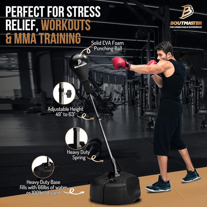 Punching Bag with Stand, Boxing Bag for Teens &amp; Adults - Height Adjustable - Speed Bag for Training,