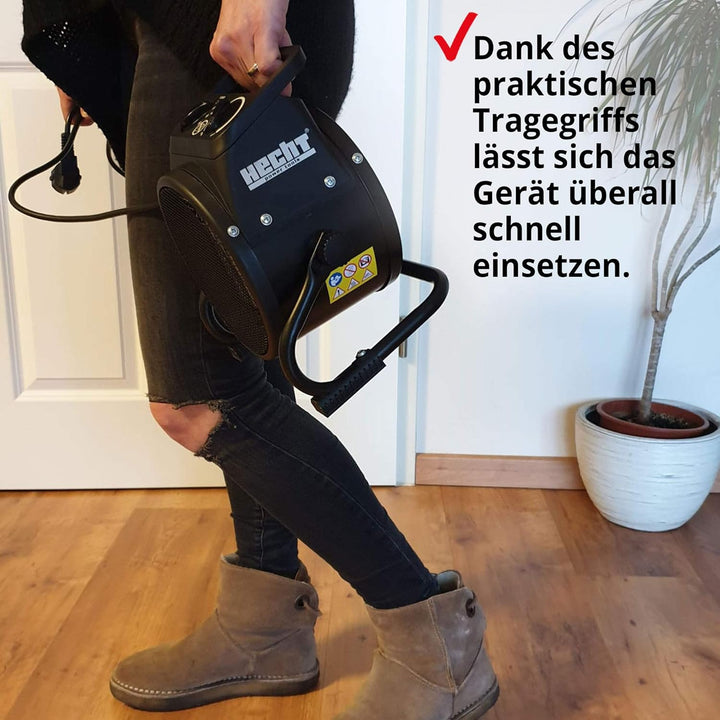 HECHT Keramik Heizstrahler (NEU) – Tragbare Heizer mit 2000W oder 3000 Watt – Thermostat – Überhitzu
