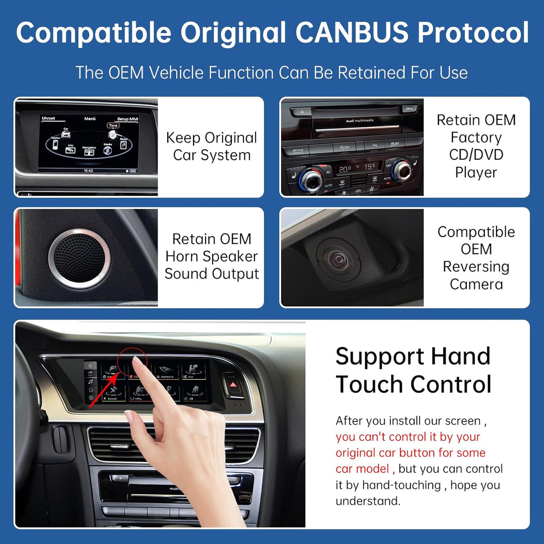 Road Top 8,9 Zoll Autoradio Drahtlos CarPlay Touchscreen für Audi A5 2009-2015 Jahr mit 3GMMI, Autor