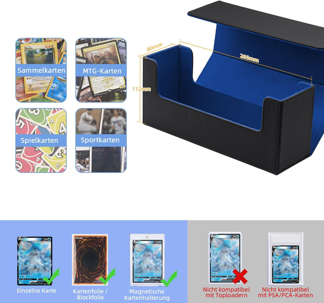 Card Deck Box for MTG, Gathering Kartenbox für 580+ Ungesleevte Karten/ 35pt /130pt Sammelkarten Hül