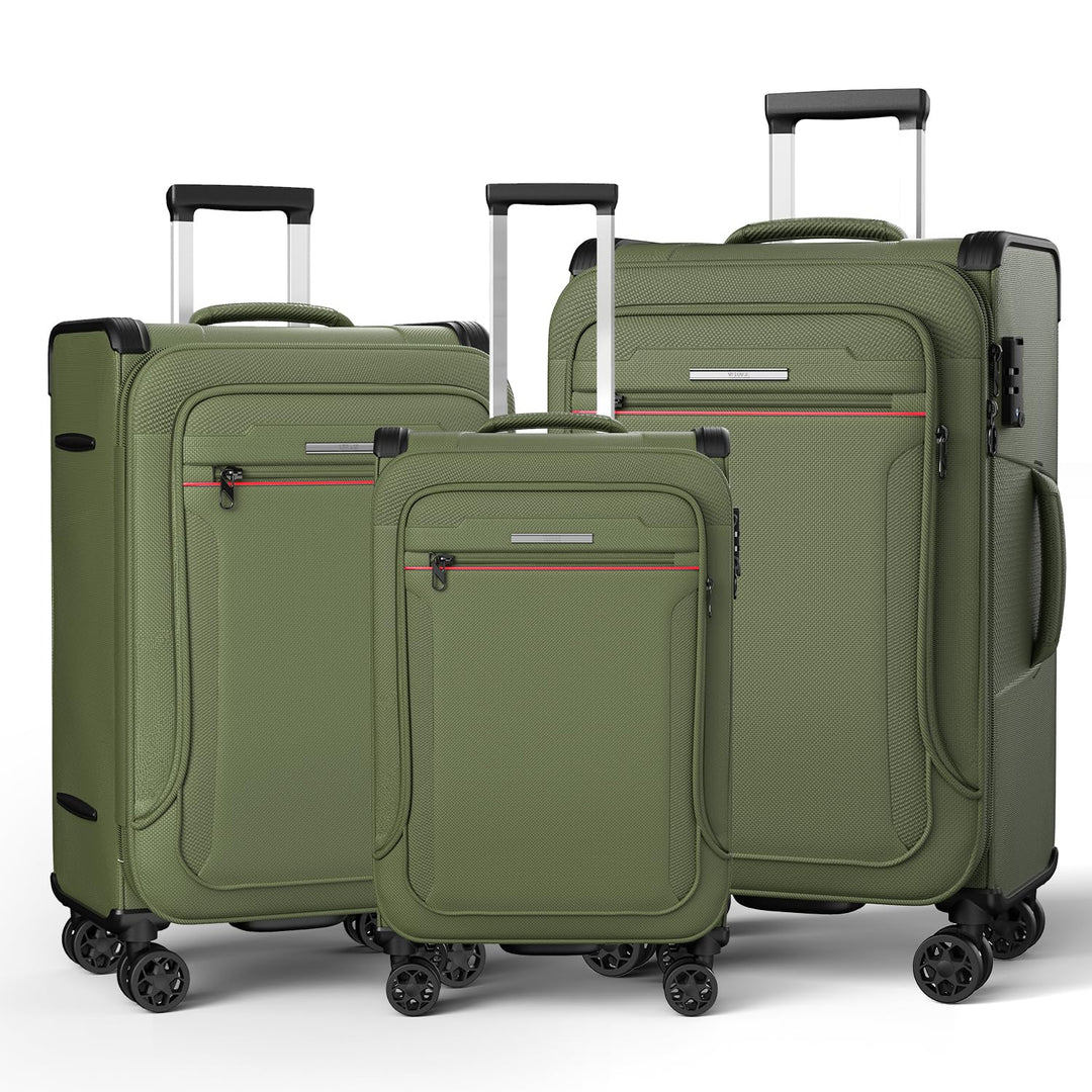 Weichschalenkoffer Set 3-teilig erweiterbar - Stoffkoffer Trolley wasserfest - Reisekoffer mit 4 Rol