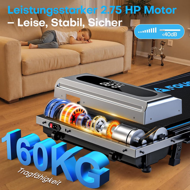 Laufband für Zuhause, 5 in 1 Walking Pad, 12km/h Klappbar Laufband mit 9% Steigung, 2.75HP bürstenlo