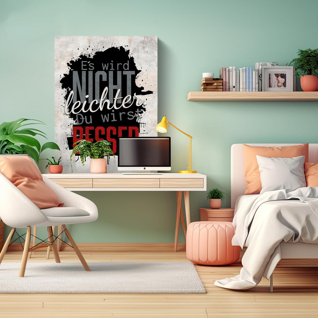 wandmotiv24 Motivations Motiv als Leinwandbild, 60x45cm, Hochformat, Motivation, Leichter, Beton, Gr