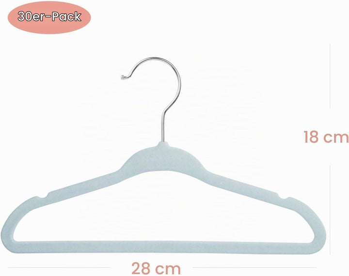 MangoKit 30 Pack Baby Anti-Rutsch-Samt Kleiderbügel, Säuglings- und Kleinkinderbügel, Ultra-schlanke