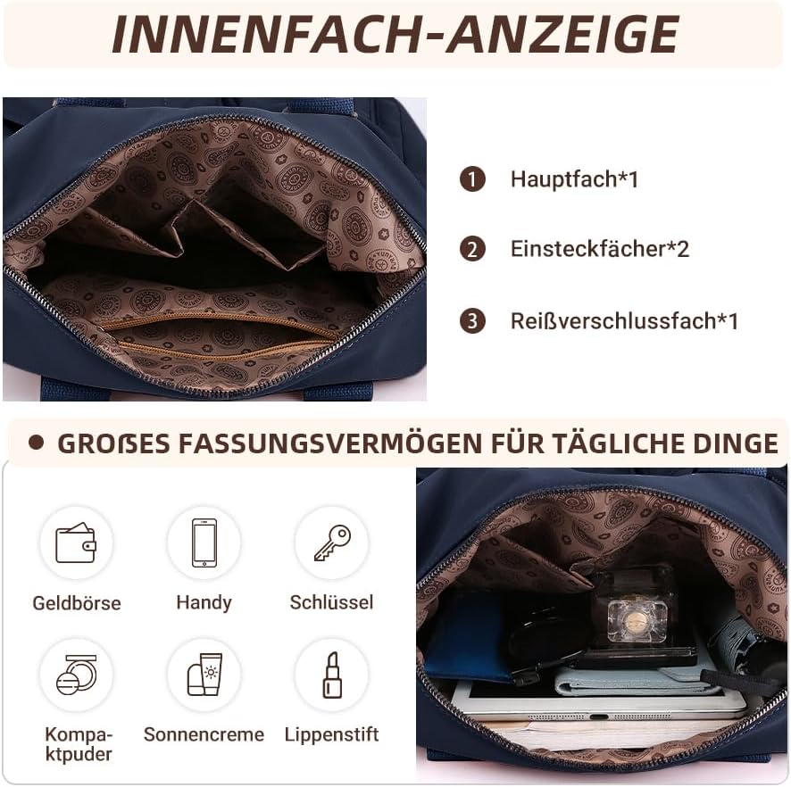 DIRRONA Elegant Damen Umhängetasche Gross Kapazität Handtasche Casual Reise Schultertasche Multi Tas