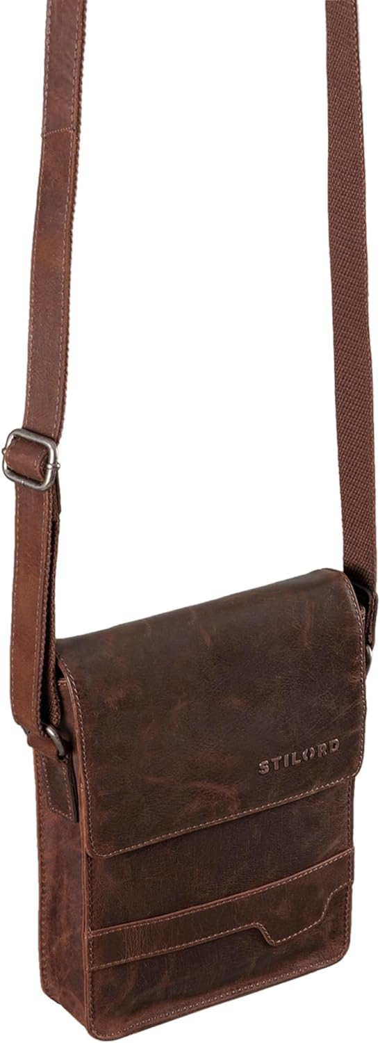 STILORD 'Sven' Herrenhandtasche Leder Umhängetasche klein Schultertasche Männer 8 Zoll Tablet Herren