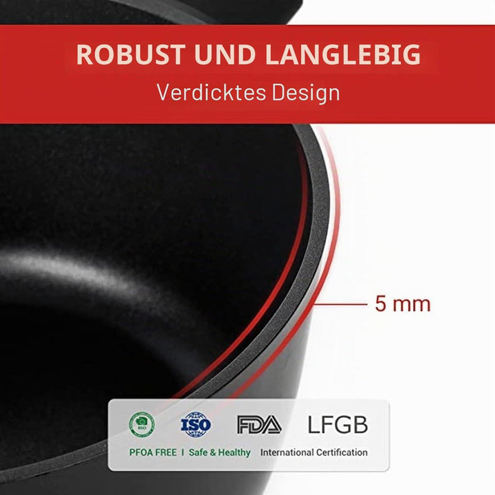 Royalty Line - RL-BS44M - Kochtopf Gross mit Glasdeckel, Antihaftbeschichteter, Induktionsgeeignet,