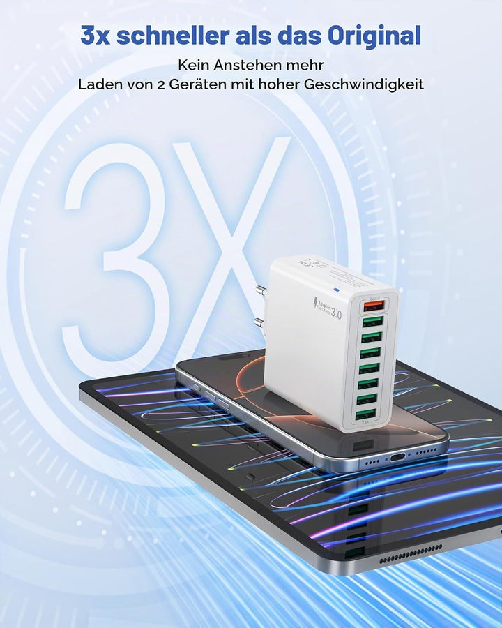 USB Ladegerät 2 Pack, 8 Ports USB Stecker 40W ladeadapter für 15 14 13 12 11 X, Samsung, Huawei, Xia