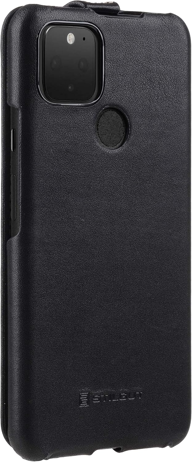 STILGUT UltraSlim kompatibel mit Google Pixel 4a 5G Hülle - Pixel 4a 5G Flip Case aus Leder, Klapphü