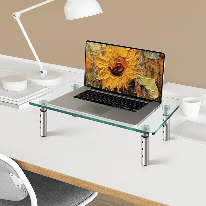 KKTONER GLAS Monitor Stand mit höhenverstellbar für Home Office PC Laptop Computer Bildschirm Riser