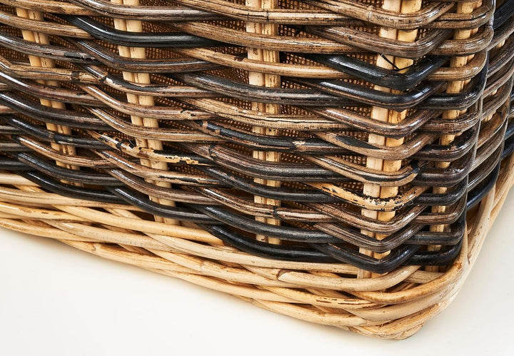 Kobolo Holztrage Holzkorb für Kaminholz - Rattan - mit Jutestoff und Henkel ausgestattet - zweifarbi