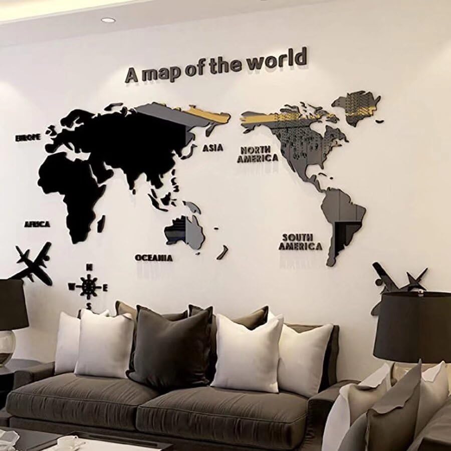 3D Acryl Kunst Hochwertig Wandkunst Wandmalereien Weltkarten Weltkarte Erde Welt Dekor Kristall Wand