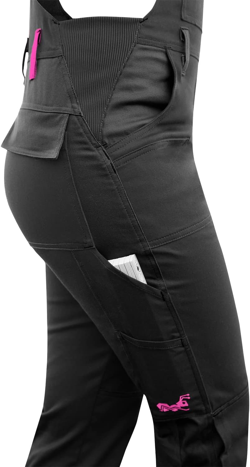 strongAnt Latzhose Damen stretch Arbeitshose für Frauen mit Kniepolstertaschen Baumwolle Cargo Hose