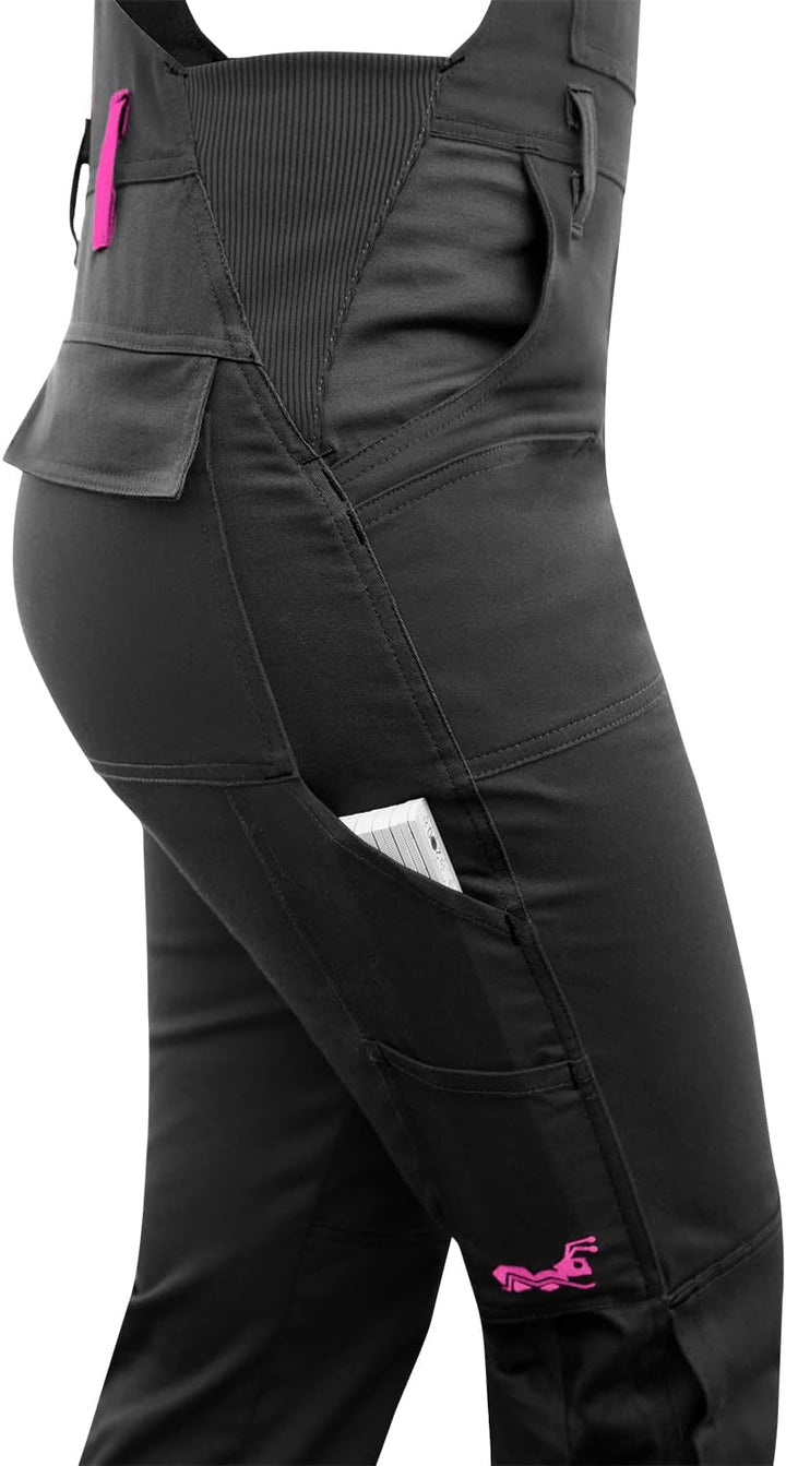 strongAnt Latzhose Damen stretch Arbeitshose für Frauen mit Kniepolstertaschen Baumwolle Cargo Hose