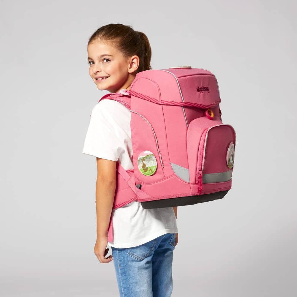 ergobag Cubo Set Ergonomischer Schulrucksack, 5 Stück S Rosa, S Rosa