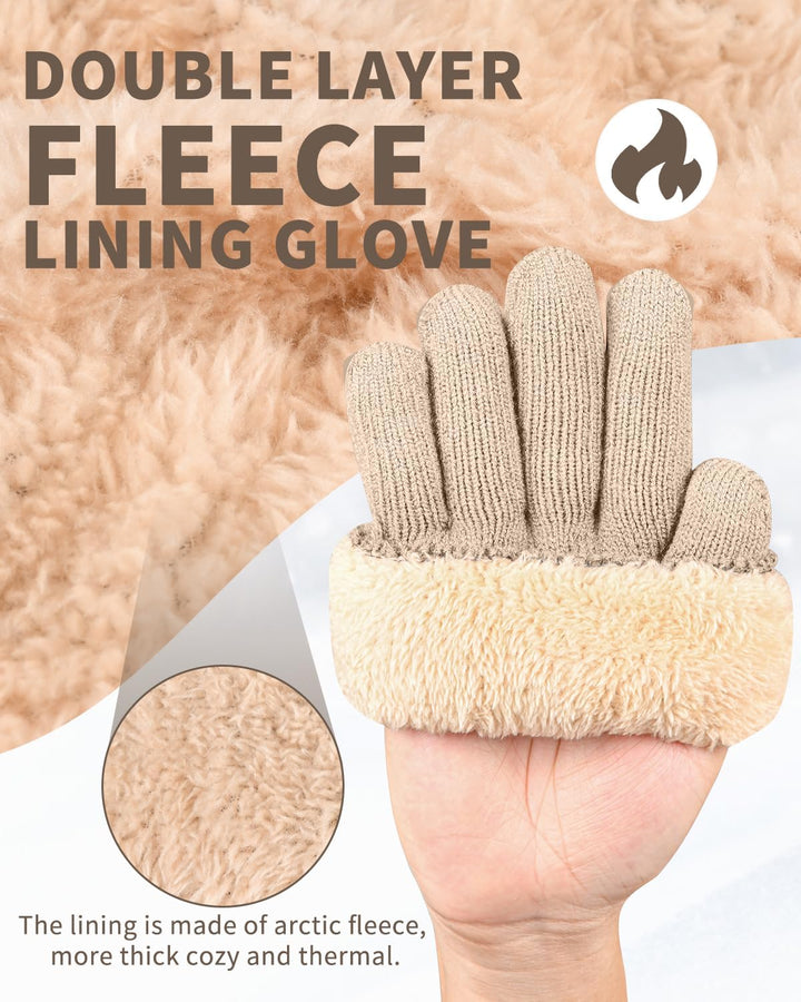 ARFNKIM Damen Winterhandschuhe mit Fleecefutter, Touchscreen Warme Gedehnt Dicke Strickhandschuhe Wo