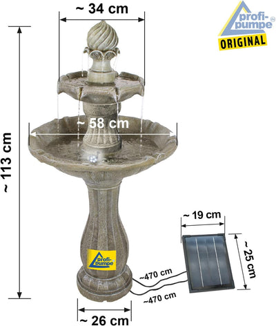 Solar Gartenbrunnen Brunnen Solarbrunnen Klassik-Garten Zierbrunnen Wasserfall Gartenleuchte Teichpu